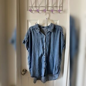 Button-up Denim Blouse